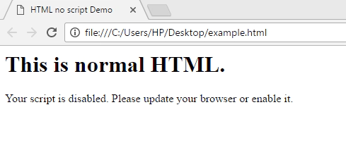 HTML noscript tag example in Hindi