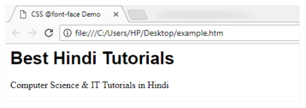 CSS @font-face rul in hindi