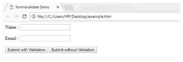 HTML5 formnovalidate attribute in Hindi