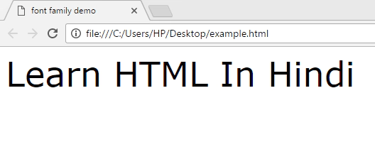 HTML font-face example in Hindi