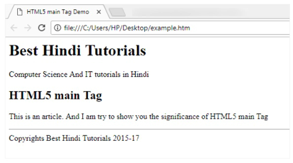 HTML5 main tag in Hindi