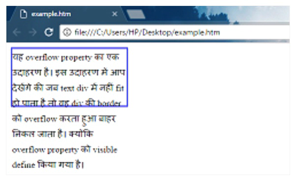 CSS overflow-visible property in Hindi