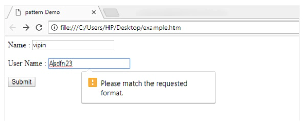 HTML5 pattern attribute in Hindi