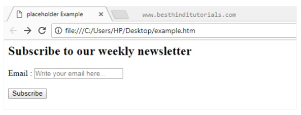 HTML5 placeholder attribute in Hindi