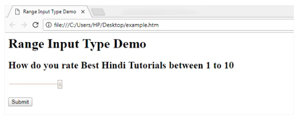 HTML5 range input in Hindi
